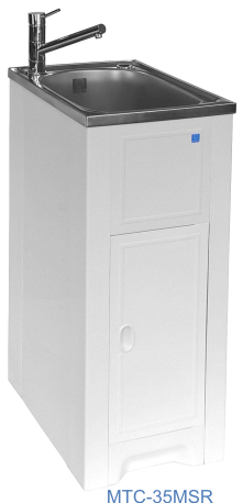 Skinny Mini cabinet with stainless steel tub and Right Hand Door